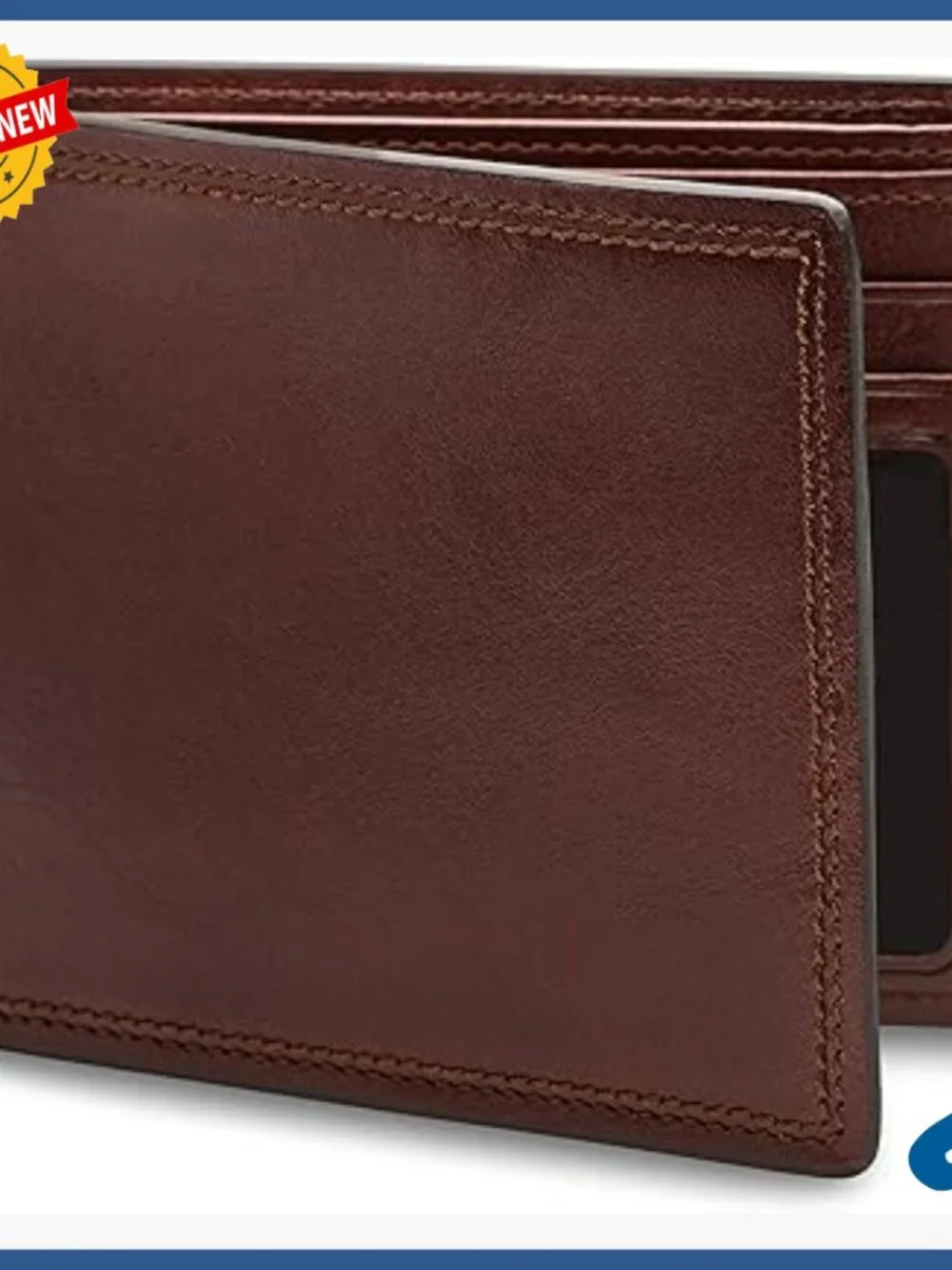 Men's Italian Leather Bifold Wallet RFID Blocking ID Window